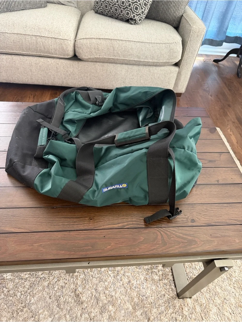 Vintage L.L.Bean Subaru Green Large Duffel Bag Unisex Canvas Travel Weekender
